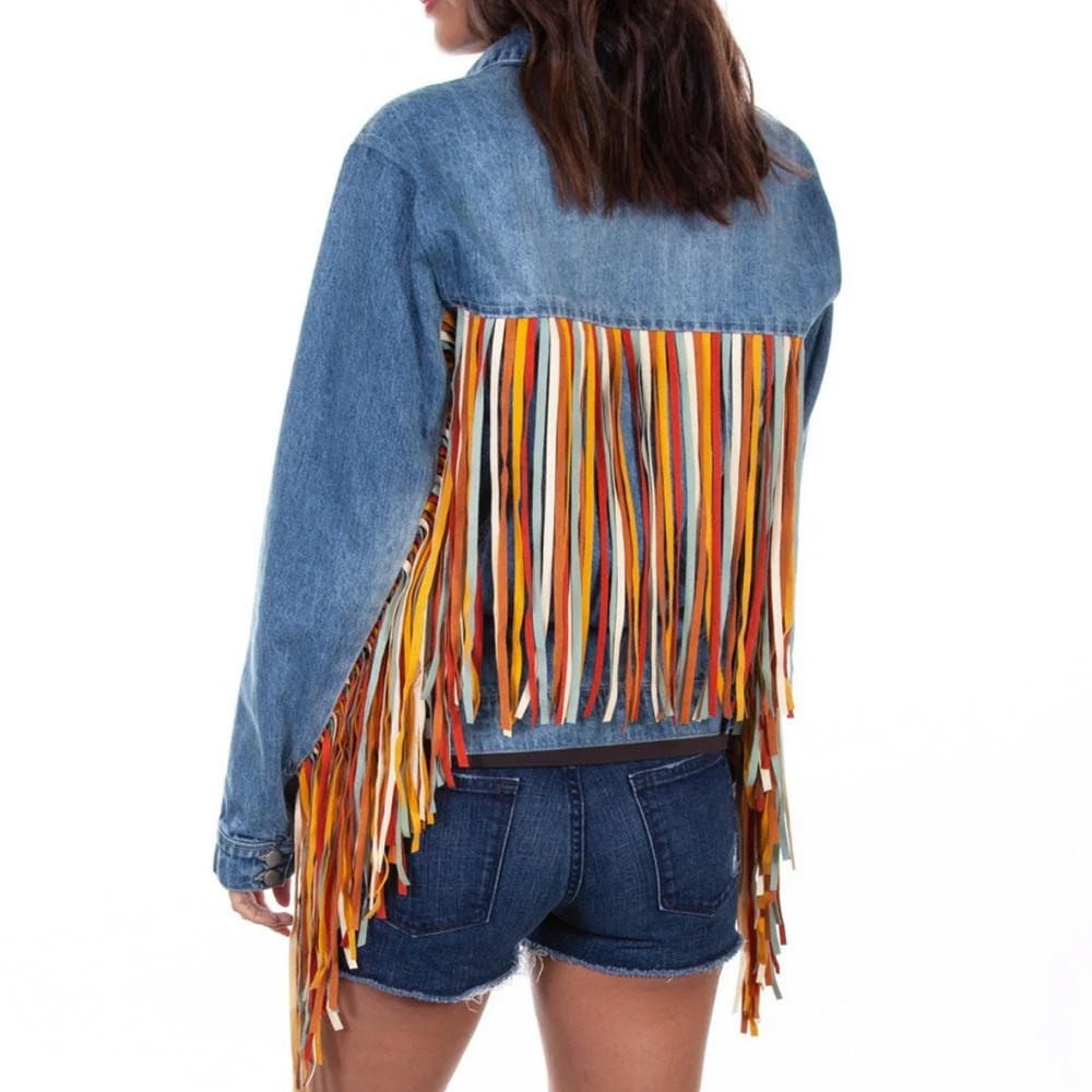 Colorful Fringe Denim Jacket